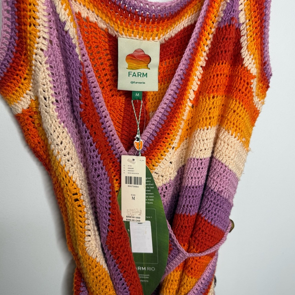 Farm Rio - Crochet Mini Dress NWT Medium (missing belt buckle) - Picture 5 of 11